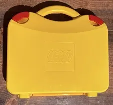 LEGO Yellow And Orange Plastic Carrying Case With Latches And Dividers 11” X 9”