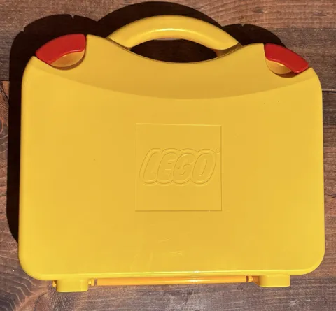 LEGO Yellow And Orange Plastic Carrying Case With Latches And Dividers 11” X 9”