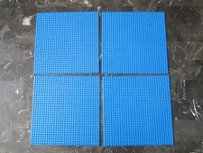 LOT OF 4 LEGO 10 X 10 INCH BLUE BASE PLATES 32X32 PRE OWNED #3811