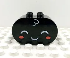 Lego Duplo Printed Brick Happy Face rosy face 2x2 2" Oval black