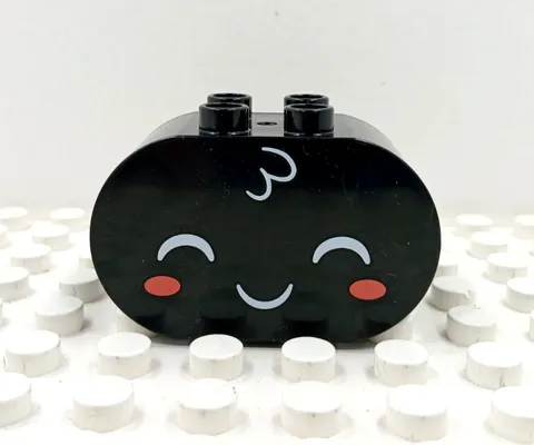 Lego Duplo Printed Brick Happy Face rosy face 2x2 2" Oval black