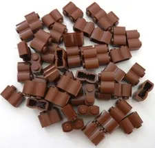 Lego Brick 1 x 2 with Log Profile, Reddish Brown, Part# 30136 New, Quantity 50