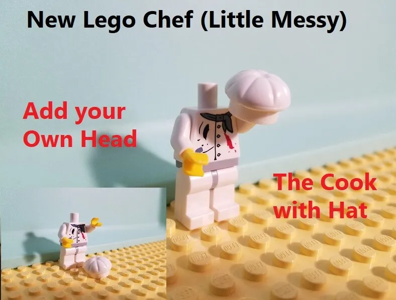 LEGO Minifigure Cook Chef Torso and Hat Cooking Costume Add Your Own Head