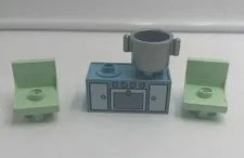 Lego Duplo Kitchen Replacement Pieces Blue Cabinets / Stove With Pot Green Chair