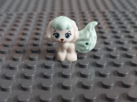 Lego 41141 White Dog - Puppy with Bright Light Aqua Hair and Tail - Used