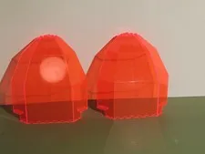 2- LEGO Transparent Neon Reddish Orange  10 x 10 x 12 Quarter Globe set 6983