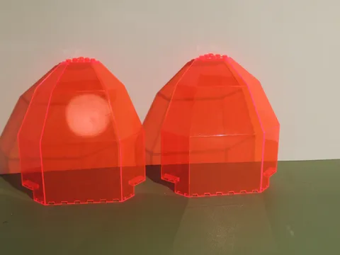 2- LEGO Transparent Neon Reddish Orange  10 x 10 x 12 Quarter Globe set 6983