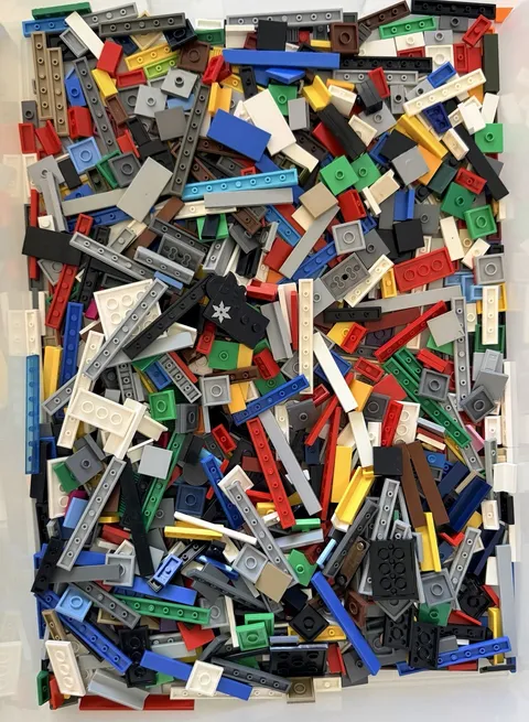 LEGO Bulk Lot 1.6 Pounds Assorted Finishing Tiles, & One Stud Multi Colors Shape