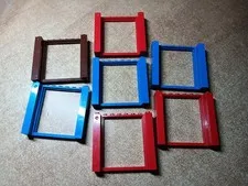 LEGO BULK LOT 7 DOOR FRAMES 2X8X6 #80400 RED BLUE REDDISH BROWN
