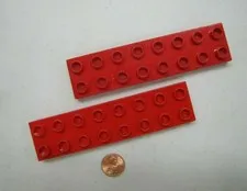 Lego Duplo 2 THIN 2x8 RED BRICKS BLOCKS Building Block House Town Farm