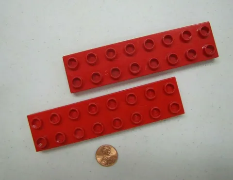 Lego Duplo 2 THIN 2x8 RED BRICKS BLOCKS Building Block House Town Farm