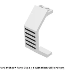 Lego 2466p07 1x Panel 3 x 2 x 6 with Black Grille Pattern 6850 9355 Futuron Rare
