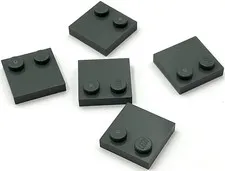Lego 5 New Dark Bluish Gray Tiles Modified 2 x 2 with Studs on Edge Parts