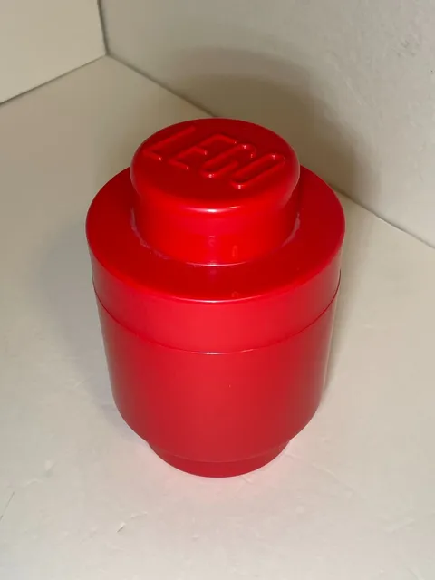 Lego Red Cylindrical Stud Brick Container