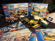 2 LEGO City 100% complete sets: 3178 SEAPLANE & 7737 coast guard 4wd with bonus!