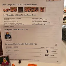 LEGO Harry Potter 4722 Gryffindor House Parts Lot w/ Ron Backdrops Sheets Rare