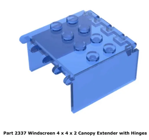 Lego 1x 2337 Trans-Dark Blue Windscreen 4 x 4 x 2 Canopy Extender 6990 Vf/Nm