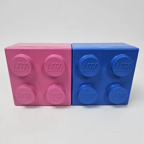 LEGO 2x2 Storage Case Brick Cube Stackable 4 Stud Box Container Lot Of 2
