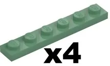 Lego 4 New PLATE Sand Green 1 x 6 Part 3666 71818 GR5