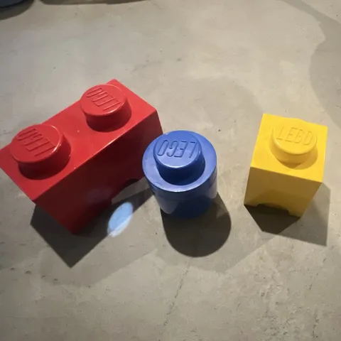 LEGO Stackable Storage Lot of 3: Brick Drawer & Round Boxes Red Blue Yellow