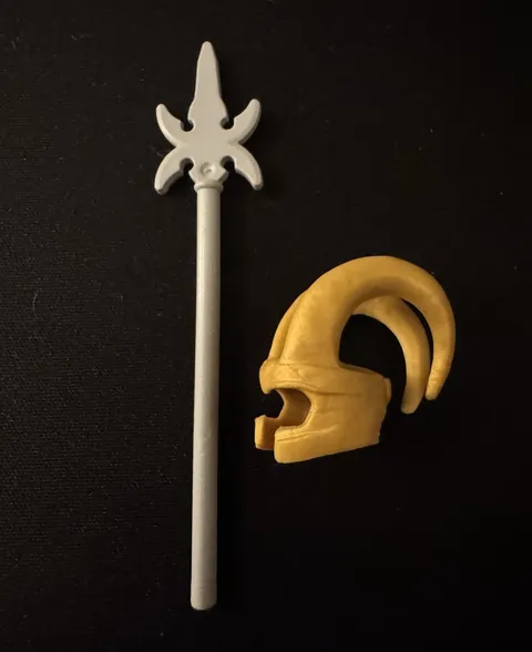 LEGO Loki Minifigure Gold Helmet & Gray Staff/Spear Polearm