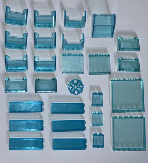 LEGO Transparent Blue Windscreen Window Panel Canopy Parts Lot 27pc Space City