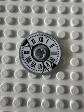 LEGO Technic, Disk 3x3 with White Clock Face with Black Roman Numerals 2723pb103