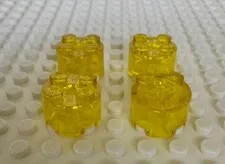LEGO Trans-Yellow Brick, Round 2 x 2 with Axle Hole 3941 Qty 4 Trans-Yellow