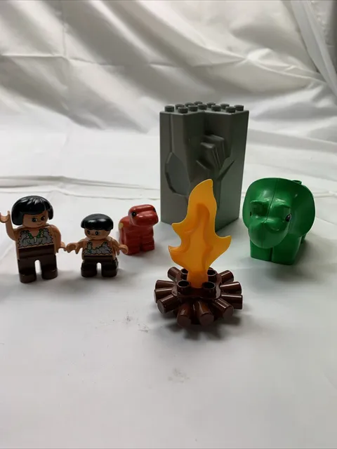 Lego Duplo Dinosaur Cavewoman Cave Bo Baby T-Rex Triceratops Fire Mountain Parts