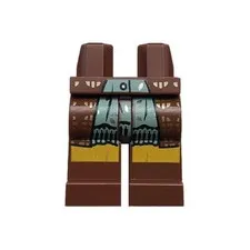 LEGO - Minifig, Hips & Legs - Robe Ends, Sand Green Shirttails & Orange Stripe