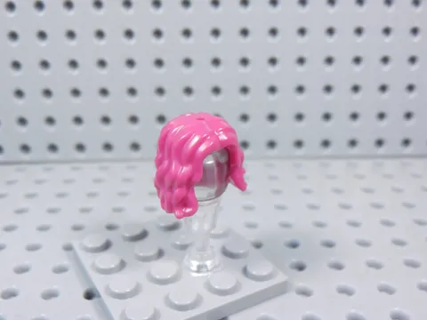 LEGO Magenta Pink Female Girl Wavy Shoulder Length Hair Minifig AZ