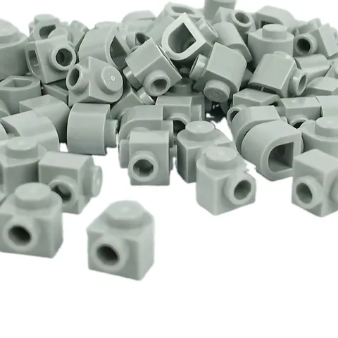 100 Pieces LEGO® Light  Gray Brick, Round 1 x 1 x 2/3 Half Circle Extended 3386