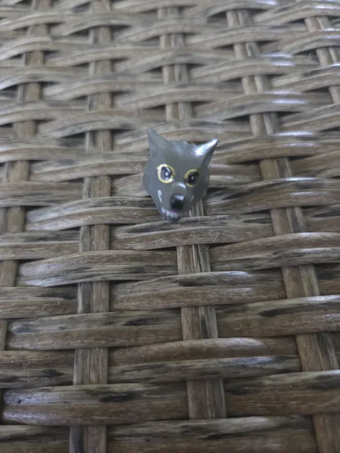 LEGO - Head, Modified Wolf, White Fangs & Gold Glasses Frames - Dark Bluish Gray