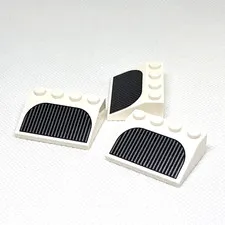 LEGO Parts - White Slope 33 3 x 4 Black Dark Gray Grille - No 3297pb051 - QTY 3