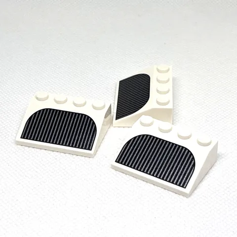 LEGO Parts - White Slope 33 3 x 4 Black Dark Gray Grille - No 3297pb051 - QTY 3