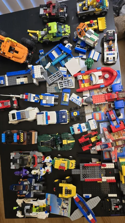 LEGO Vehicles & Police Station Bulk Lot with Minifigures - 7 lbs As Is