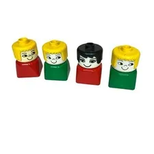 VTG LEGO DUPLO Square Base People Figures Lot of 4 Red Green Blonde Brunette ‘77