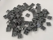 Lego x100 Dark Bluish Gray Tile, Modified 2 x 2 with Studs on Edge # 33909
