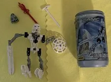 LEGO Bionicle Kopaka 8536 Incomplete Parts Lot Canister + Bonus Head & Weapons