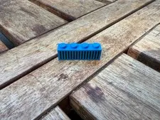 LEGO Space Space Brick 1 x 4 with Black 15 Bars Striped Grid Ref 3010p04 Blue