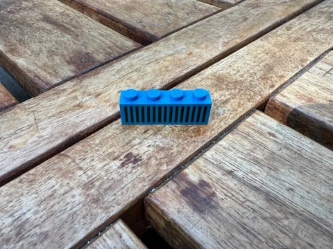 LEGO Space Space Brick 1 x 4 with Black 15 Bars Striped Grid Ref 3010p04 Blue