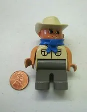 Lego Duplo SAFARI EXPLORER MAN in HAT 2.5" Figure Zoo Keeper Blue Bandana