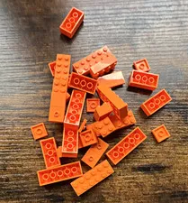 LEGO Orange Bulk Lot Bricks, Plates & Tiles Mixed Parts Pieces (10+)