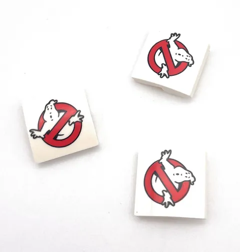 Lego Ghostbusters Logos, Slope Curved 2x2x2/3 Piece #15068, Set of 3