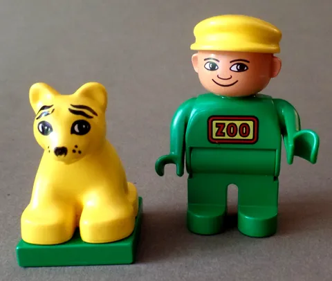 Vintage 2 DUPLO LEGO GROUP Zoo Caretaker & Tiger Figurines