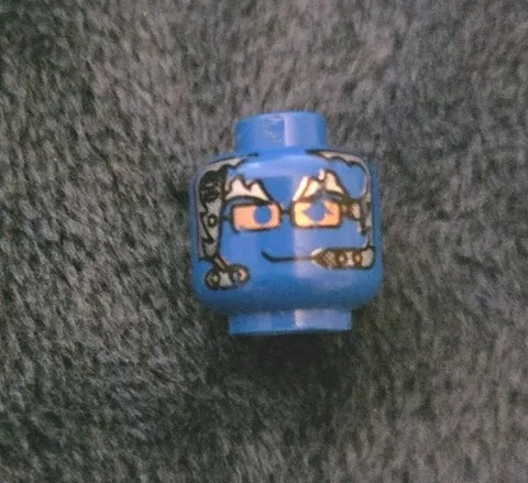 LEGO - Minifig, Head Alien with Silver Hair, Copper Glasses and Headset - Blue