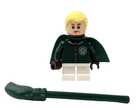 LEGO Harry Potter Draco Malfoy Slytherin Quidditch Uniform w/ Broom Minifigure