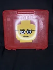 2009 Iris Lego Red Clear Storage Bin Box Minifigure Head Made In USA Accessories