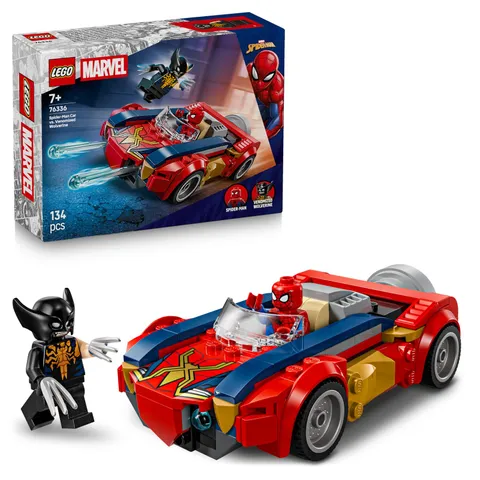 LEGO   Marvel Spider-Man Car vs. Venomized Wolverine - Superhero Toy w/a Car Mod