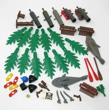 LEGO Pirate Parts Cannon Shark Treasure Chest Boat Lot Palms Hats Swords Guns